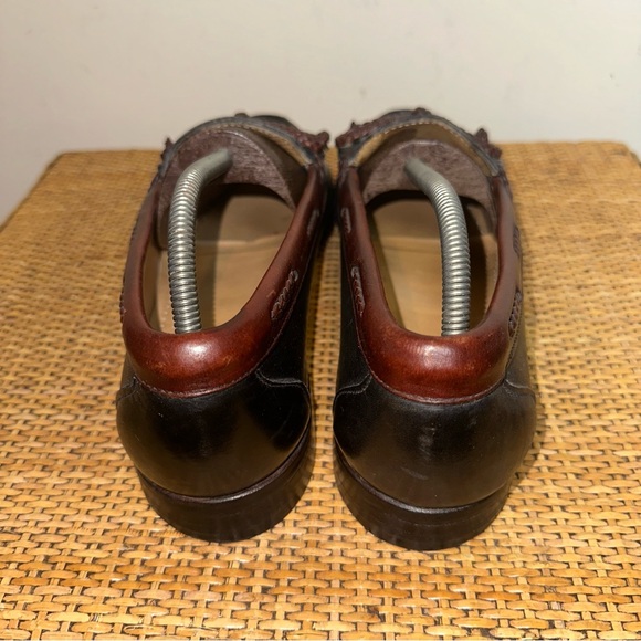 Allen Edmonds Loafers Woodstock 10.5D Slip On Kiltie Tassel 2 Tone Black Brown - Picture 5 of 11